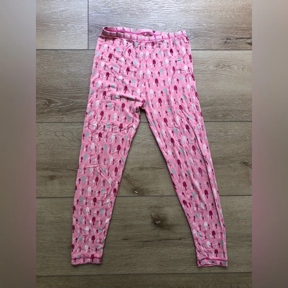 Kickee Pants Pink pajama set with garden tools 10